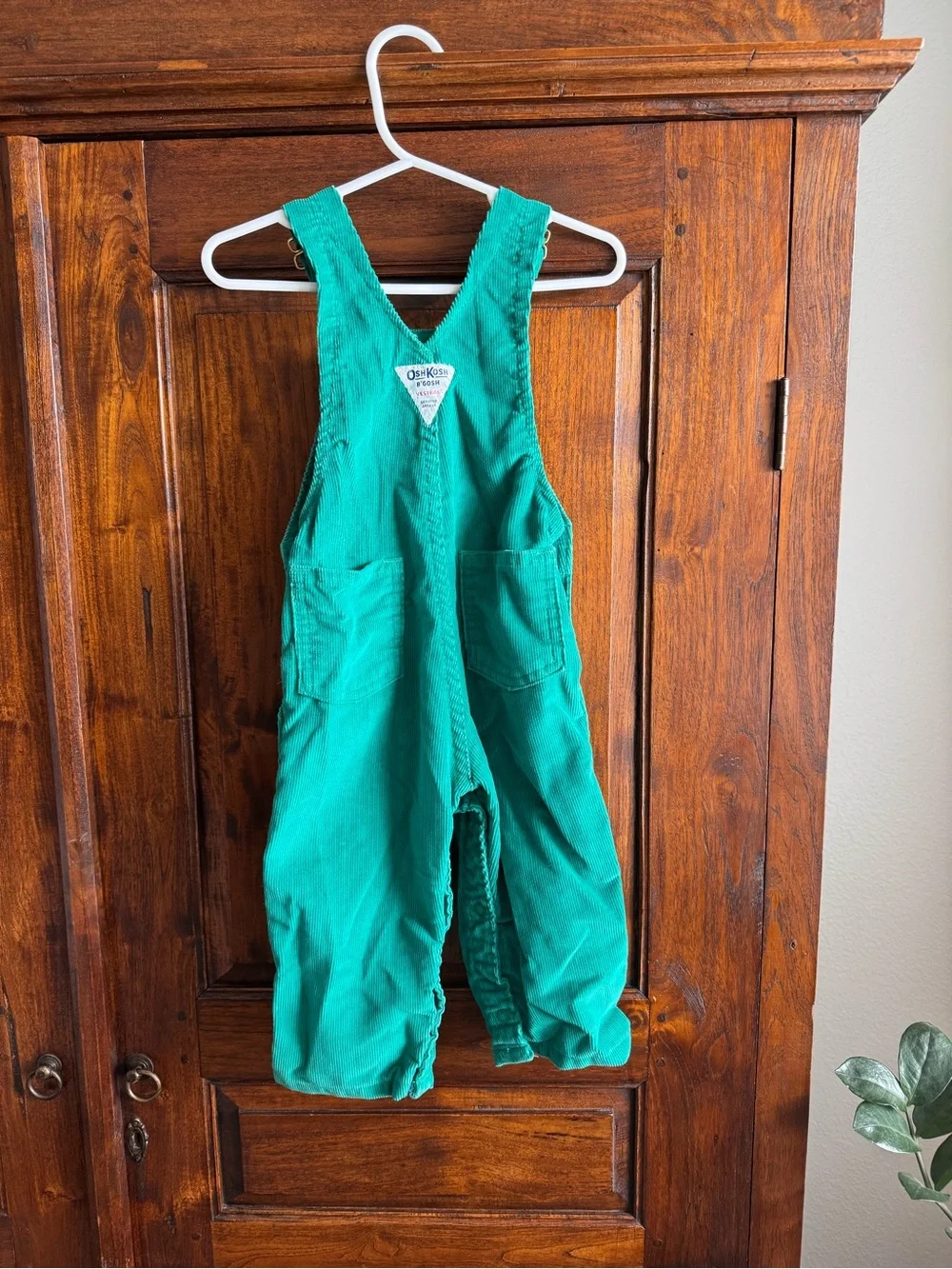 Vintage OshKosh B'gosh green corduroy overalls Made in USA 24 months